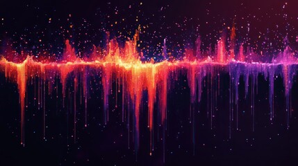 Fototapete - Abstract representation of sound waves in vibrant colors with digital patterns and effects. Generative AI