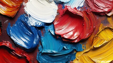 Poster - Vibrant oil paint palette showcasing rich colors for artistic expression and creativity. Generative AI