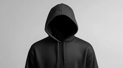 Wall Mural - Mock up black fleece hoodie, isolated on gray background, Ai generated Images.