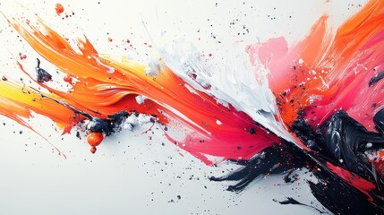 Poster - Colorful abstract artwork showcasing lively brush strokes and dynamic splashes of paint. Generative AI