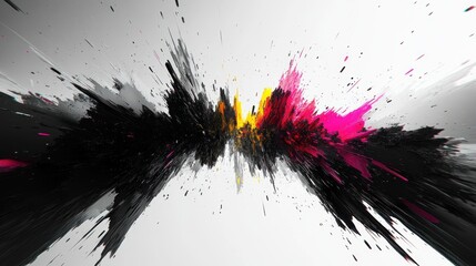 Fototapete - Abstract explosion of vibrant colors blending in dynamic patterns across a white background. Generative AI