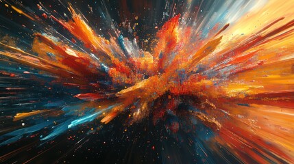 Fototapete - Colorful explosion of abstract shapes and patterns in dynamic motion artwork. Generative AI