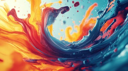 Poster - Vibrant swirls of paint create a dynamic abstract pattern in bright colors and flowing shapes. Generative AI
