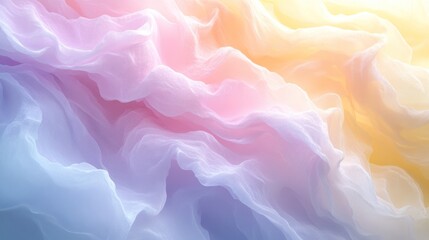 Aufkleber - Colorful abstract waves blend softly together creating a serene and calming atmosphere in pastel hues. Generative AI