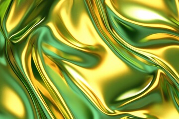 Aufkleber - Luxurious Golden Green Silk Drape Abstract Background Texture