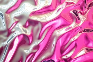 Aufkleber - Liquid Metal Abstract Pink and Silver Swirls Modern Background Design