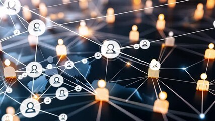 Poster - Global Network Connection: Abstract image depicting a complex network of interconnected nodes, symbolizing global communication, digital connections, and the interconnectedness of the modern world.