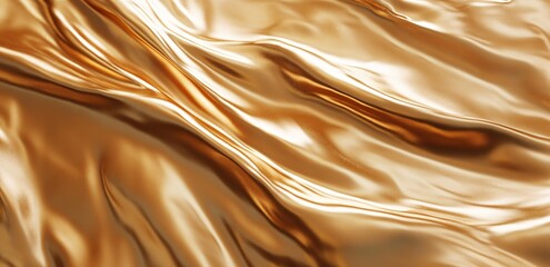 Aufkleber - Luxurious Golden Silk Fabric Draped Softly Elegant Texture Background