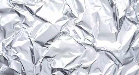 Poster - Abstract Silver Foil Texture Crumpled Shiny Metallic Background