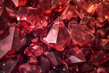 Poster - Captivating close up showcasing a pile of glistening red crystals, creating a luxurious and dazzling backdrop