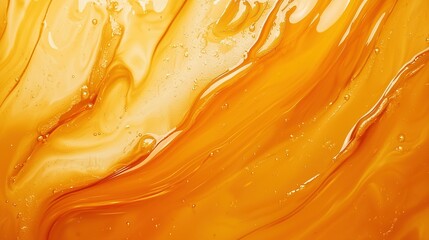 Wall Mural - smooth thick golden liquid waves with bubbles, flow of honey, syrup or oil golden background