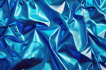 Poster - Shimmering Blue Fabric Draped Texture Elegant Flowing Design Background