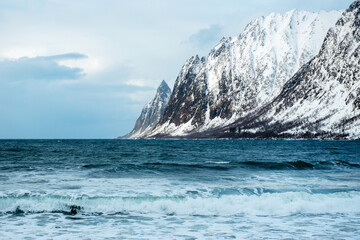 Wall Mural - Snow-Covered Mountains by the Sea