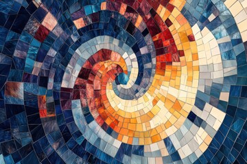 Poster - Abstract Mosaic Spiral Art Colorful Tiles Design Pattern Texture Background