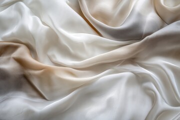Poster - Elegant Draped Silk Fabric in Soft Neutral Tones  Cream Beige and Gray Shades