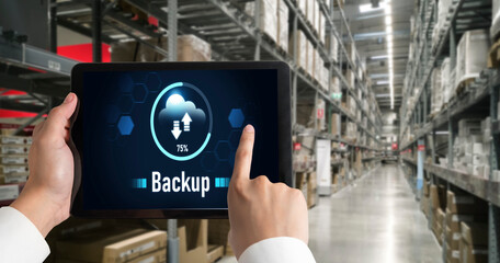 Poster - backup storage data internet technology business concept. database storage cloud technology file dat