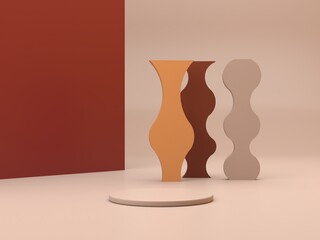 Aufkleber - Neutral background for product presentation with shadows and light. Empty podiums in ocher colors. Primitives forms. 