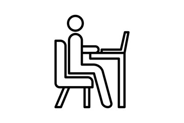 Poster - Desk with Computer icon. icon related to Office. suitable for web site, app, user interfaces, printable etc. line icon style. simple vector design editable