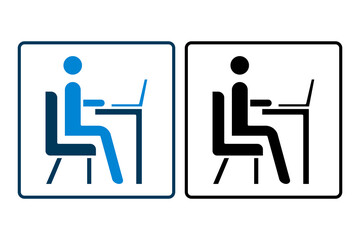 Poster - Desk with Computer icon. icon related to Office. suitable for web site, app, user interfaces, printable etc. solid icon style. simple vector design editable