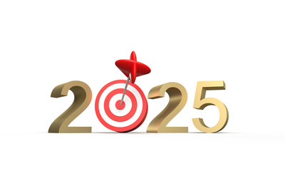 2025 text number font golden color dart red white color new year strategy business idea success beginning challenge planning aspiration financial 2025 new year calendar strategy business goal vision