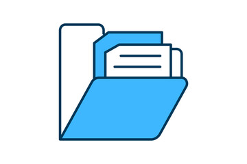 Poster - File Folder icon. icon related to Office. suitable for web site, app, user interfaces, printable etc. flat line icon style. simple vector design editable
