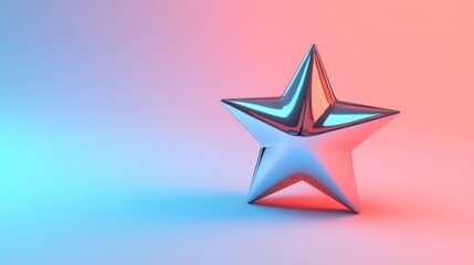 Wall Mural - A shiny star shape stands out against a vibrant background. It captivates with its elegant design and futuristic feel. Perfect for creative projects. Generative AI