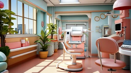 Canvas Print - Retro Medical Clinic Interior Design