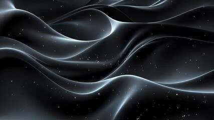 Poster - dynamic waves of metallic textures with floating particles in motion