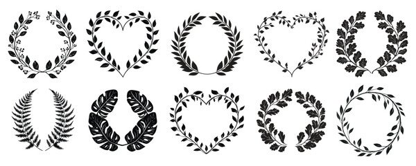 Wall Mural - elegant botanical wreath designs, vector element set