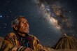 © Gatherina - Indigenous elder contemplating the milky way in the night sky