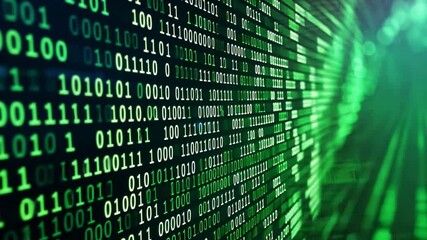Poster - Futuristic binary code designs blending neon elements ,Binary code data bit