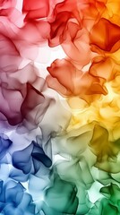 Aufkleber - A colorful, abstract painting of flowers with a rainbow background. The painting is full of vibrant colors and has a sense of movement and energy
