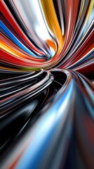Poster - A colorful, abstract image of a spiral with a black background. The colors are vibrant and the lines are wavy, giving the impression of movement and energy