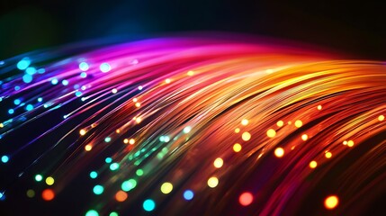 Wall Mural - dramatic fiber optic lights creating an abstract digital scene