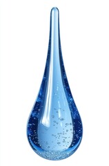 Poster - Close-Up of a Blue Water Drop with Air Bubbles, Perfect for Illustrating Fluidity, Purity, and Nature Within a Minimalist Aesthetic for Creative Projects
