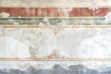 Poster - Ancient wall fresco. Vintage Ornament. Slide Background with space for text. Background image. Created with Generative AI technology.