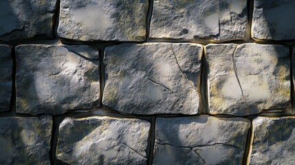 Poster - Close up of a rough, textured stone wall.  Ideal for backgrounds and design.