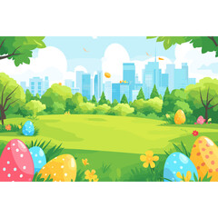 Poster - Park eggs illustration landscape vector