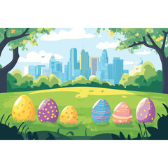 Poster - Park eggs illustration landscape vector