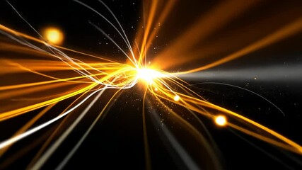 Poster - Dynamic glowing light trails converging in abstract energy burst