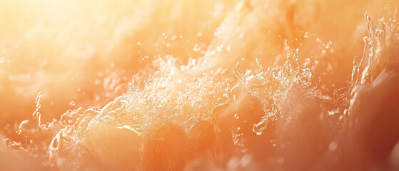 Poster - Abstract splash of water in soft orange tones with droplets and movement for a dynamic background