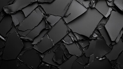 Leinwandbilder - Close up of a fractured, abstract black surface.  Texture background.