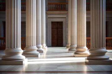 Neoclassical Courthouse Column with Corinthian Design Resembling Greek Architecture for Law and Justice Buildings