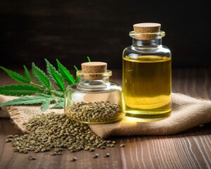 Pure Hemp Oil in Glass Jar - All-Natural, Vegan, and Vegetarian Friendly, Made with Whole Green Hemp Seeds (3:2 aspect ratio)