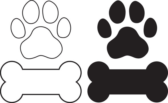 PrintSimple and elegant dog-themed vector design featuring paw prints and bone illustrations. Perfect for pet lovers, animal enthusiasts, and dog owners. Ideal for use in pet-themed merchandise, stick