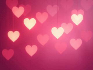 Aufkleber - Abstract Pink Bokeh Background Featuring Defocused Blurred Heart Shaped Lights For A Unique St. Valentines Day Atmosphere And Style. 00003