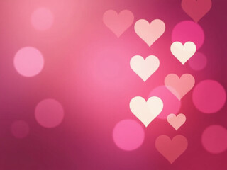 Aufkleber - Abstract Pink Bokeh Background Featuring Defocused Blurred Heart Shaped Lights For A Unique St. Valentines Day Atmosphere And Style. 00002