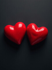 Poster - A Pair Of Red Hearts Are Placed Against A Dark Backdrop Creating A Bold And Striking Visual Effect Overall. 00003