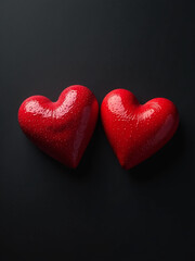 Poster - A Pair Of Red Hearts Are Placed Against A Dark Backdrop Creating A Bold And Striking Visual Effect Overall. 00001
