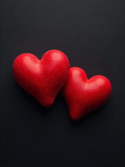 Poster - A Pair Of Red Hearts Are Placed Against A Dark Backdrop Creating A Bold And Striking Visual Effect Overall. 00002